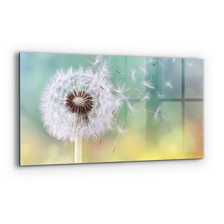 Dekoratív panel, Wallfluent, Üveg, Pitypang Pitypang a szélben, Többszínű, 140x70 cm, 010010510080000077245