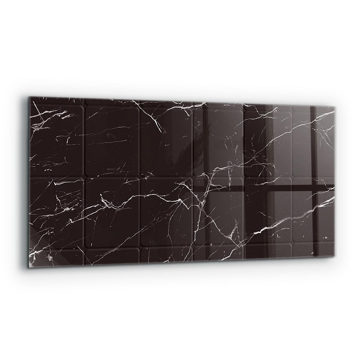 Panou decorativ, Wallfluent, Sticla, Textura De Marmura Neagra, Multicolor, 125x50 cm, 010010510070000077325