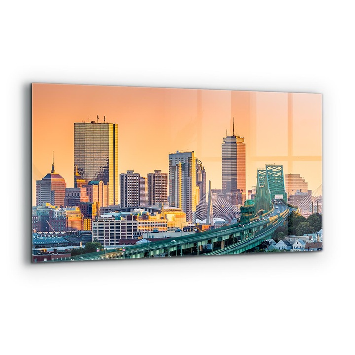 Dekoratív panel, Wallfluent, Üveg, Boston Architecture, Többszínű, 140x70 cm, 010010510080000077224