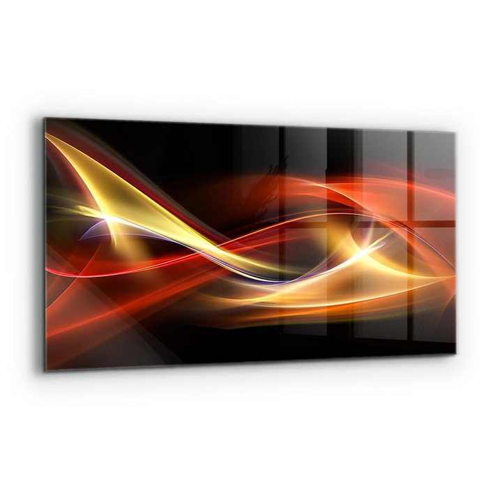 Dekoratív panel, Wallfluent, Üveg, Élénk energia absztrakció, Többszínű, 140x70 cm, 010010510080000077351