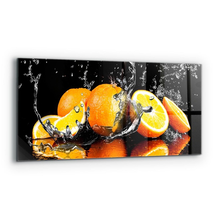 Dekoratív panel, Wallfluent, Üveg, Lédús narancs, Többszínű, 125x50 cm, 010010510070000077371
