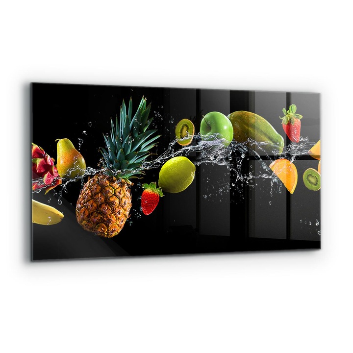 Dekoratív panel, Wallfluent, Üveg, Lédús Gyümölcs Kompozíció, Többszínű, 140x70 cm, 010010510080000077342