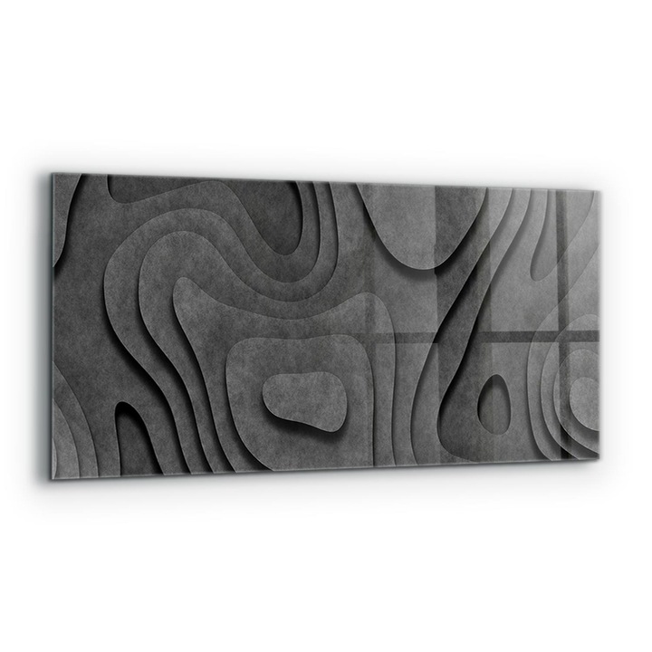 Dekoratív panel, Wallfluent, Üveg, Szürke Absztrakt Textúra, Többszínű, 125x50 cm, 010010510070000077277