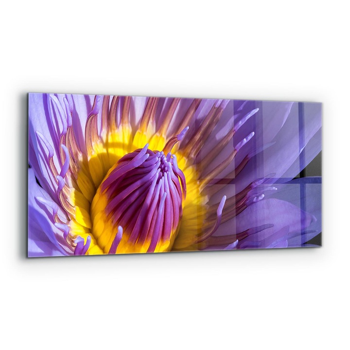 Dekoratív panel, Wallfluent, Üveg, Lila virágrészletek, Többszínű, 125x50 cm, 010010510070000077229
