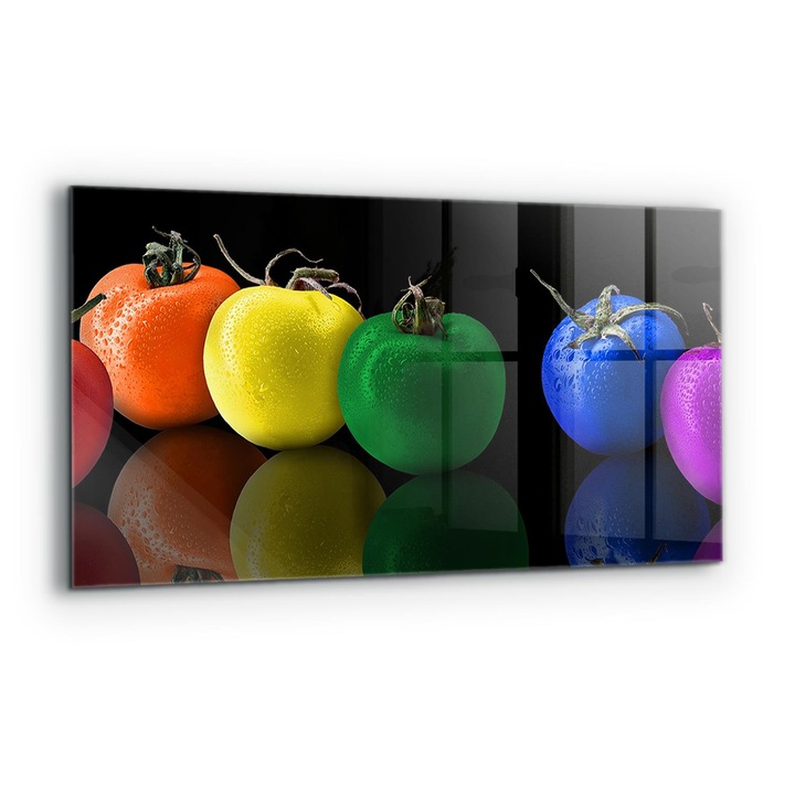 Dekoratív panel, Wallfluent, Üveg, Színes Juicy Tomatos, Többszínű, 140x70 cm, 010010510080000077432
