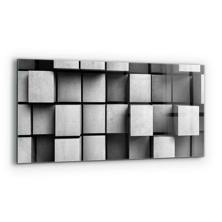 Dekoratív panel, Wallfluent, Üveg, Geometrikus mintakockák, Többszínű, 125x50 cm, 010010510070000005920