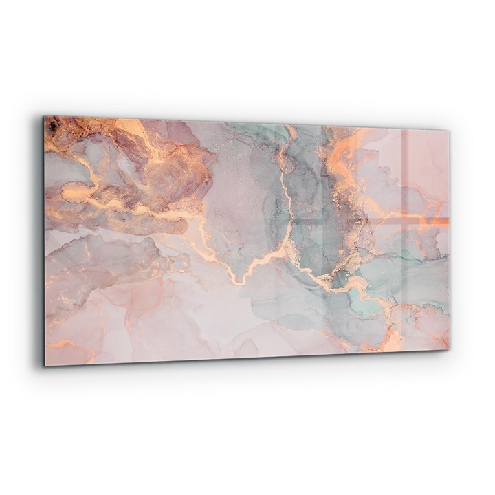 Dekoratív panel, Wallfluent, Üveg, Márvány textúra, Többszínű, 140x70 cm, 010010510080000077315