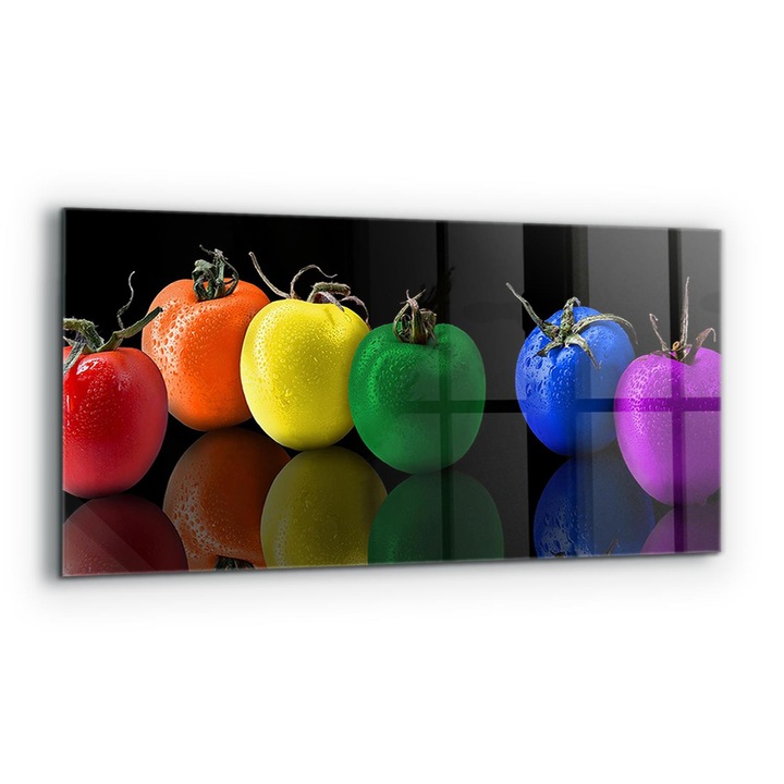 Dekoratív panel, Wallfluent, Üveg, Színes Juicy Tomatos, Többszínű, 125x50 cm, 010010510070000077432