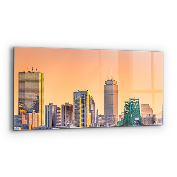 Dekoratív panel, Wallfluent, Üveg, Boston, Massachusetts, Többszínű, 125x50 cm, 010010510070000077382
