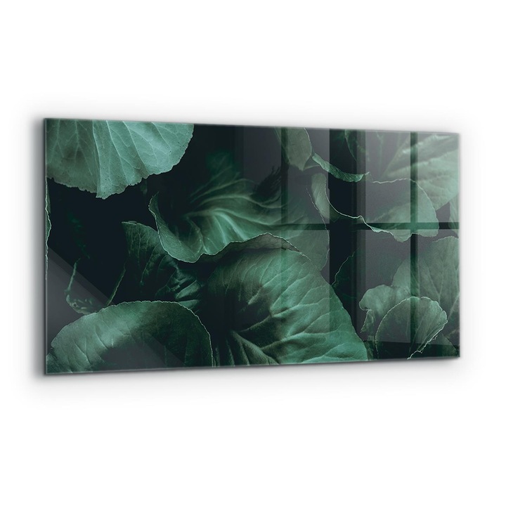 Dekoratív panel, Wallfluent, Üveg, Sötétzöld Levelek, Többszínű, 140x70 cm, 010010510080000077281