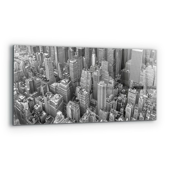 Dekoratív panel, Wallfluent, Üveg, New York-i építészet, Többszínű, 125x50 cm, 010010510070000077204