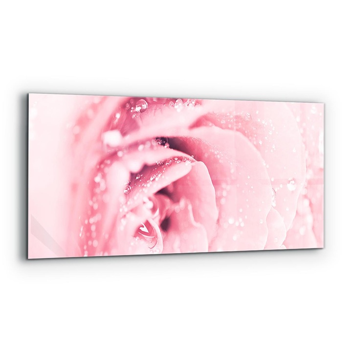 Dekoratív panel, Wallfluent, Üveg, Finom rózsaszín virág, Többszínű, 125x50 cm, 010010510070000077367