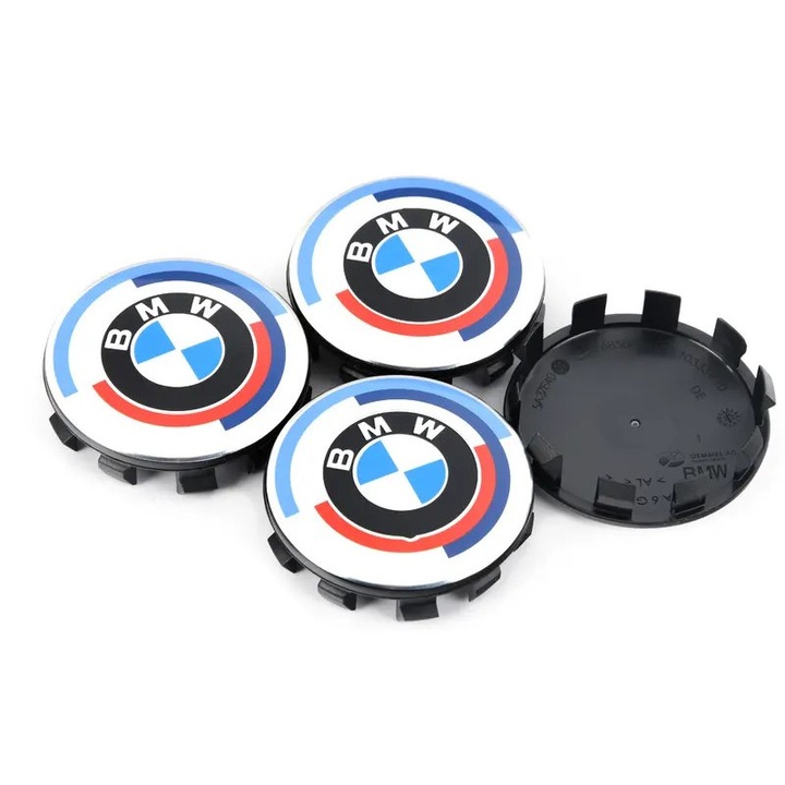 LinePartsBim 4 db-os BMW 56MM könnyűfém kerék embléma készlet, 50. évfordulós kiadás, 50. motorsport