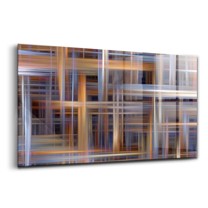 Tablou, Wallfluent, Sticla, Geometria Abstractiei, Multicolor, 140x70 cm