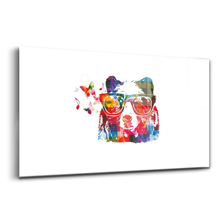 Tablou, Wallfluent, Sticla, Cap De Urs, Portocaliu, 140x70 cm