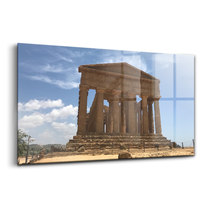 Tablou, Wallfluent, Sticla, Templu Din Sicilia, Italia, Galben, 120x60 cm