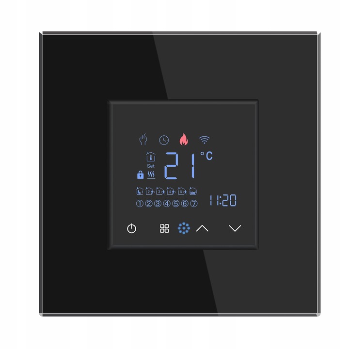 Intelligens termosztát, RTX, Zigbee Tuya, 240V/16A, 47x47 mm, fekete