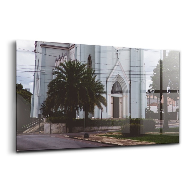 Tablou, Wallfluent, Sticla, Catedrala Sf. Antonie De Padova, Alb, 120x60 cm