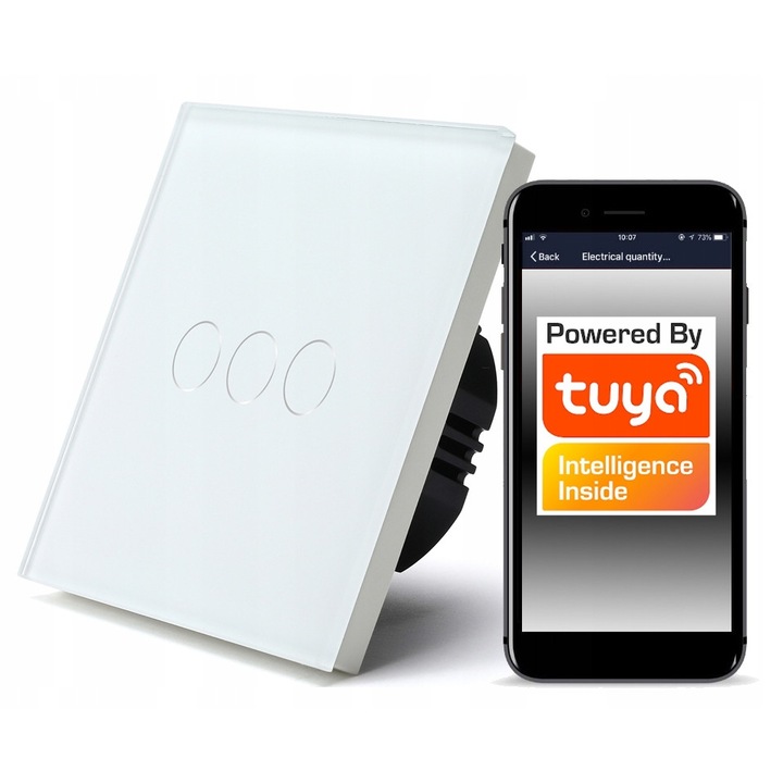 68125036 WiFi сензорен превключвател TUYA 3 верига бял #с N/без N