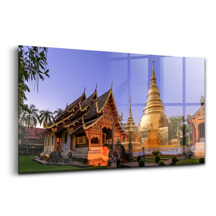 Tablou, Wallfluent, Sticla, Capela La Amurg, Auriu, 120x60 cm