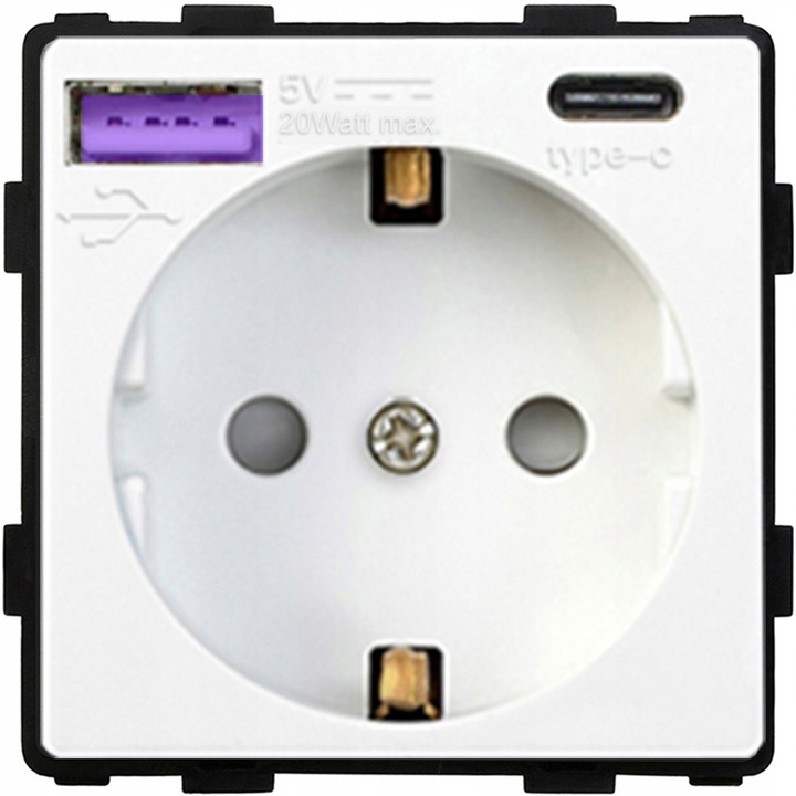 69117852 Букса за зареждане 230V бяла FastCharge USB AC RTX SH