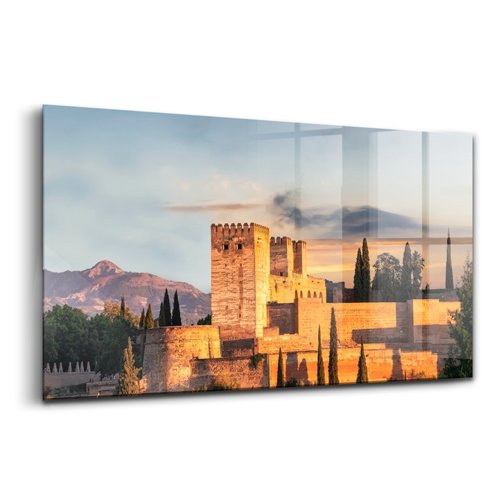 Tablou, Wallfluent, Sticla, Cetatea Torre De La Vela, Galben, 120x60 cm