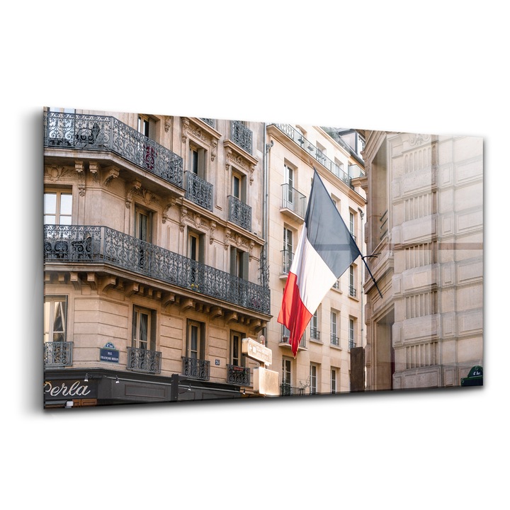 Tablou, Wallfluent, Sticla, Orasul Francez Paris, Galben, 120x60 cm