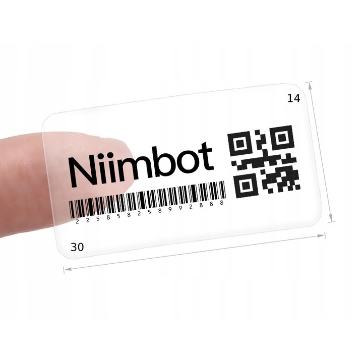 Комплект от 205 самозалепващи етикета за Niimbot B18, 14 x 30 mm, прозрачни / черни