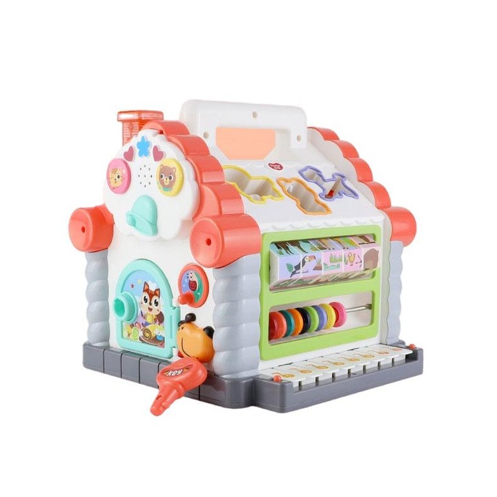 Interaktív ház figurákkal, Műanyag, Elemek nélkül, 22x22,5x21 cm, Többszínű, 2 év+