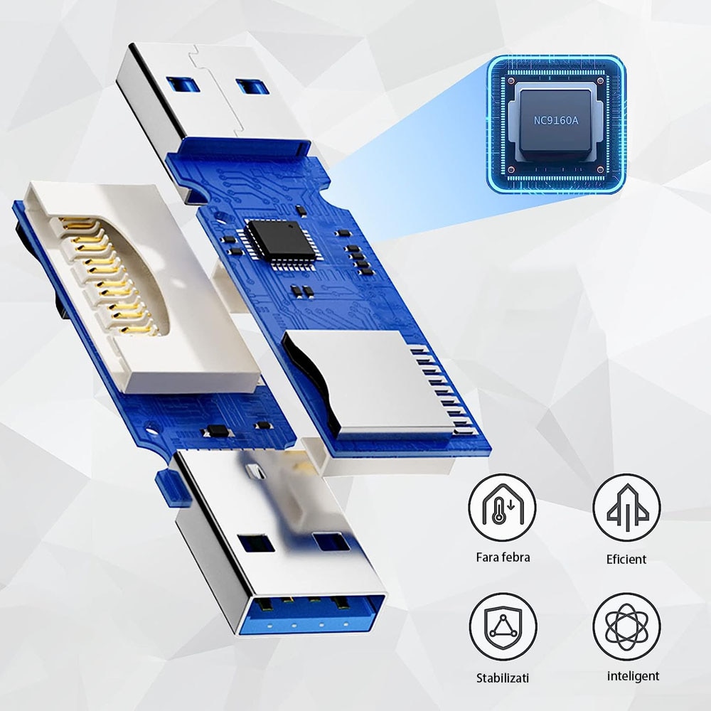 Четец на карти, microSD/SD слот, USB, 5 Gbps, Бял - eMAG.bg