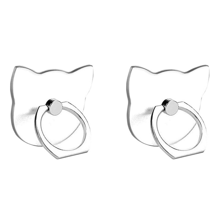 2 db ragasztótartó készlet, Telefon hátuljához, 360 csengetés típusú, Átlátszó