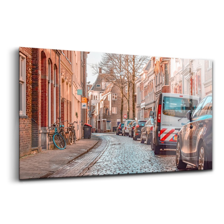 Tablou, Wallfluent, Sticla, O Strada Din Oras, Gri, 120x60 cm