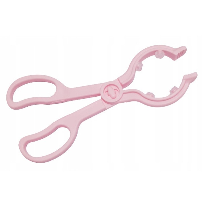 Cleste de bucatarie pentru sticle, Silicon, Varfuri anti-alunecare, Roz