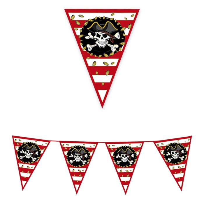 Ghirlanda Fanioane din plastic, Pirati, 600 x 25 cm Big Party