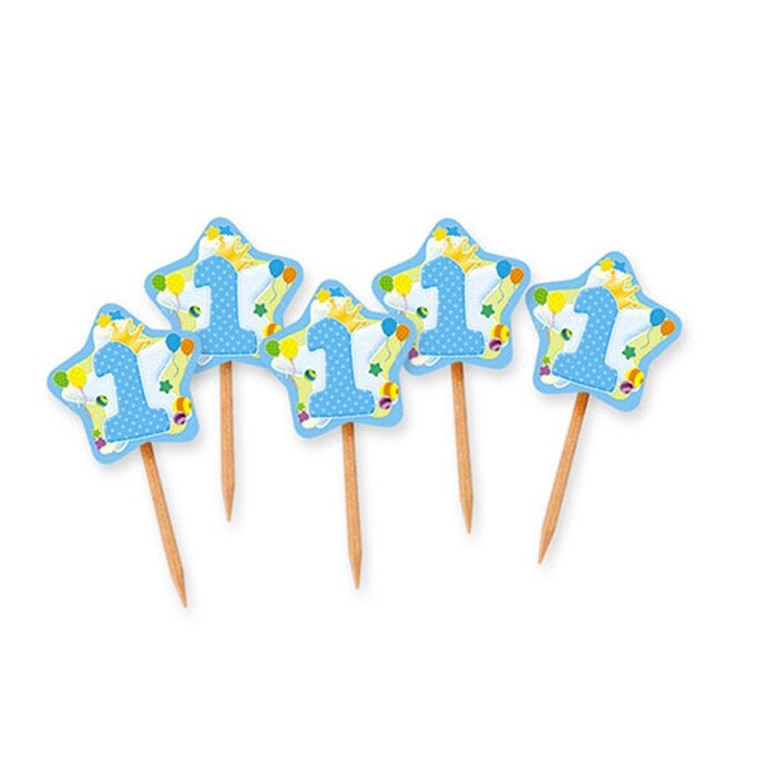 Scobitori Decorate Stelute cu Cifra 1, Albastru, 4.5 x 6.5 cm, 25 buc/Set Big Party