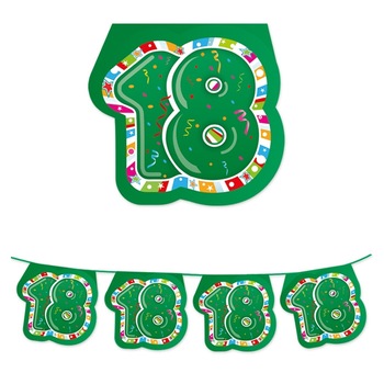 Stegulete pentru petreceri, culori asortate, 6 m x 25 cm, numarul 18, Big Party Stegulete pentru petreceri, culori asortate, 6 m x 25 cm, numarul 18, Big Party