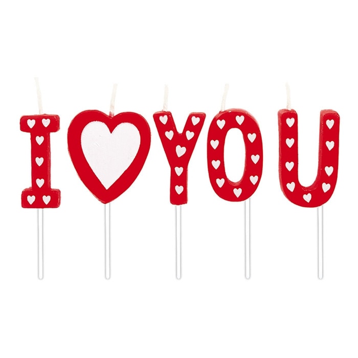 Set Scobitori cu Lumanare, I Love You, 7 cm, Big Party