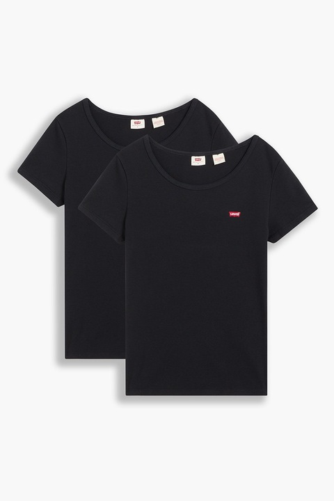 Levi's, Set de tricouri slim fit din bumbac - 2 piese, Rosu/Negru