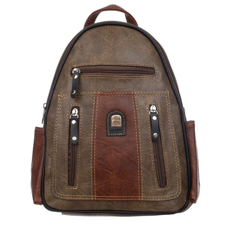 Rucsac de dama Choco, Charm&Shape, Piele ecologica, Maro