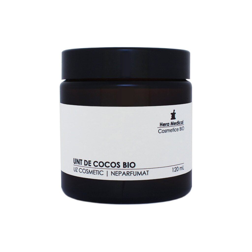 Unt de cocos BIO, neparfumat, uz cosmetic, Hera Medical Cosmetice BIO, 120 ml