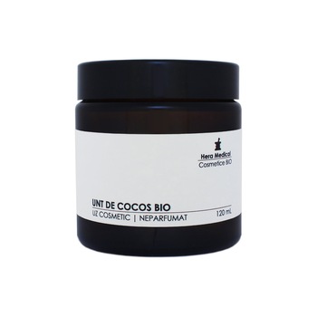 Unt de cocos BIO, neparfumat, uz cosmetic, Hera Medical Cosmetice BIO, 120 ml Unt de cocos BIO, neparfumat, uz cosmetic, Hera Medical Cosmetice BIO, 120 ml