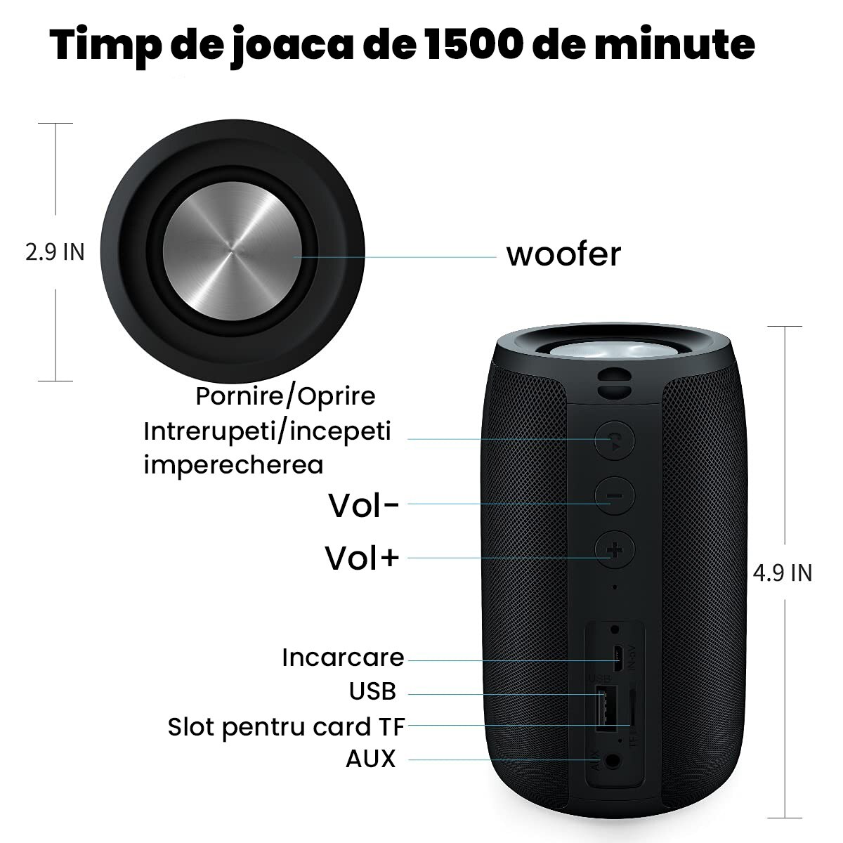 Enceinte Bluetooth 5W Avec Radio FM Et Lumières RGB - Lecteur USB, MicroSD, Jack 3.5 Mm - Parfaite Pour Fêtes, Plage, Camping