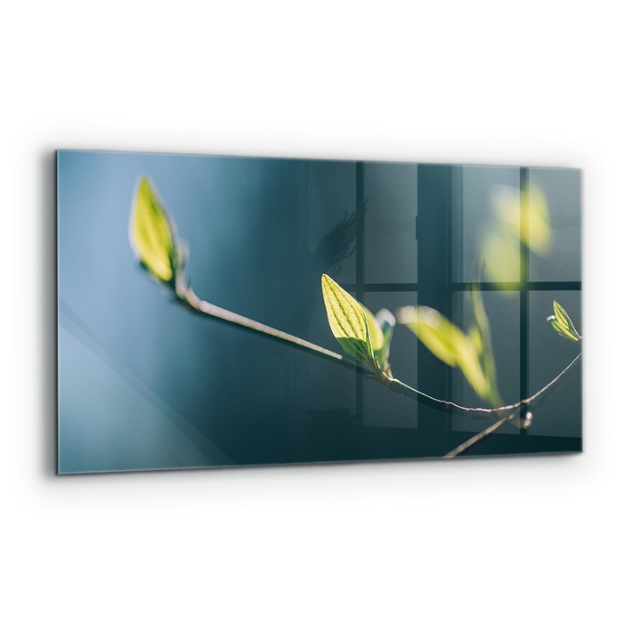 Dekoratív panel, Wallfluent, Üveg, Fényes levél ágon, Többszínű, 120x60 cm, 010010510050000077201