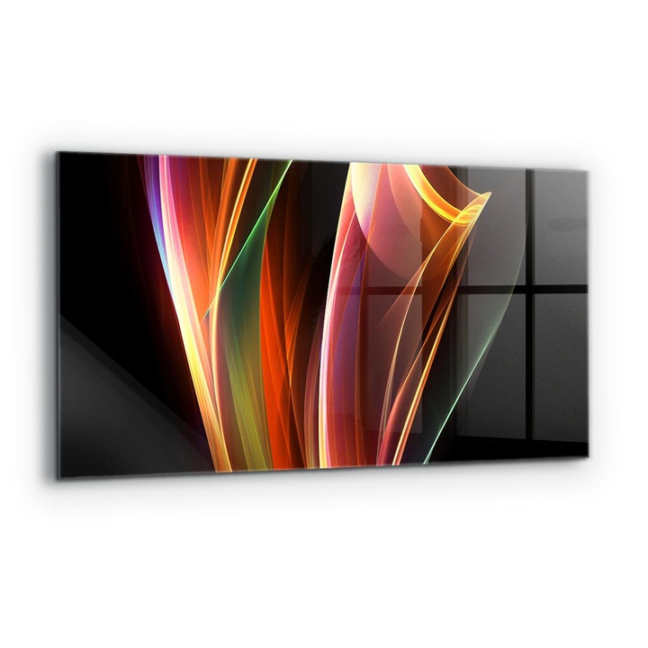 Dekoratív panel, Wallfluent, Üveg, Energiahullámok Absztrakciója, Többszínű, 120x60 cm, 010010510050000077356