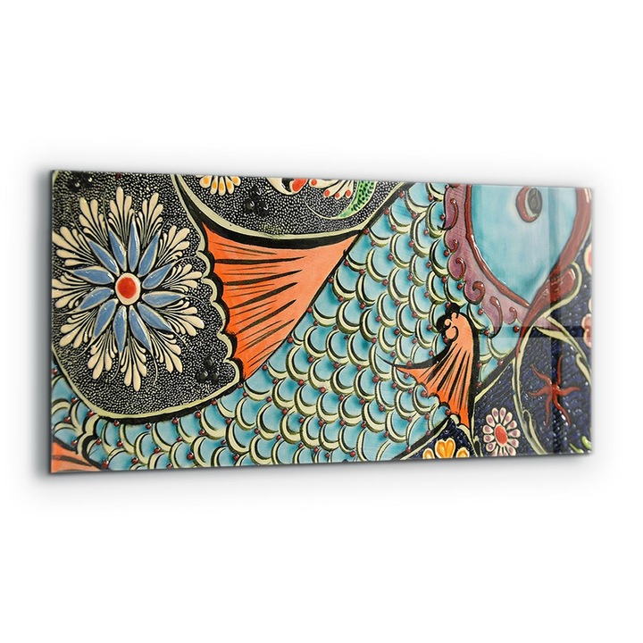 Dekoratív panel, Wallfluent, Üveg, Vintage Kerámia Over Mosaic, Többszínű, 125x50 cm, 010010510070000077333