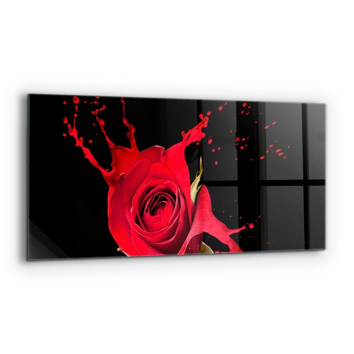 Dekoratív panel, Wallfluent, Üveg, Absztrakt Vörös Rózsa, Többszínű, 125x50 cm, 010010510070000077158