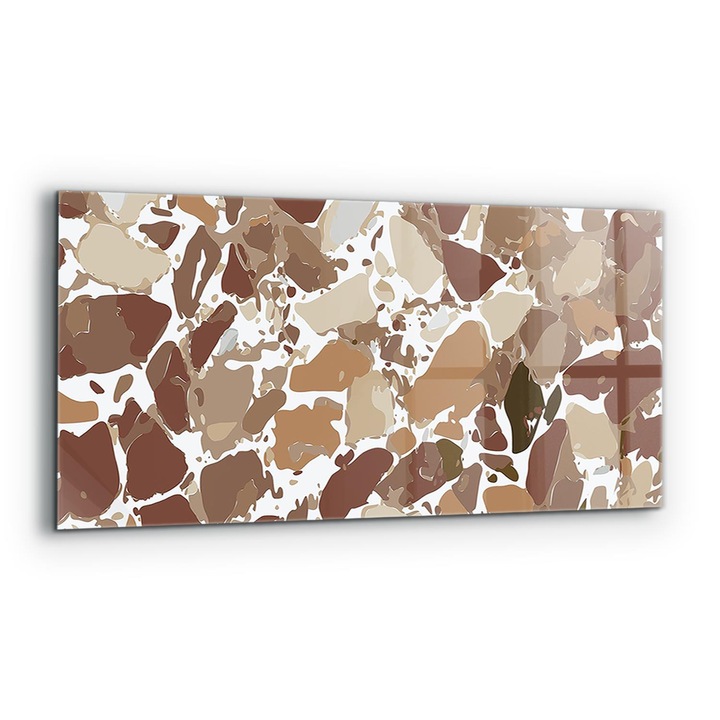 Dekoratív panel, Wallfluent, Üveg, Terrazzo Természetes Kő, Többszínű, 125x50 cm, 010010510070000077430