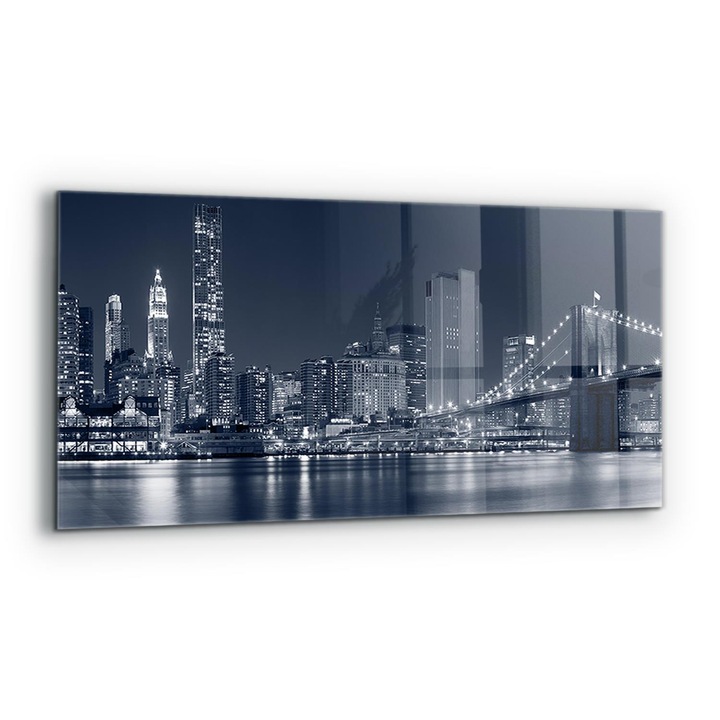 Dekoratív panel, Wallfluent, Üveg, Brooklyn Manhattan Bridge, Többszínű, 125x50 cm, 010010510070000000857