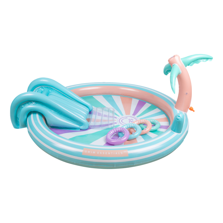 Piscina gonflabila pentru copii, Swim Essentials, Rainbow Adventure, 210x150 cm, 3+ ani, 230 litri