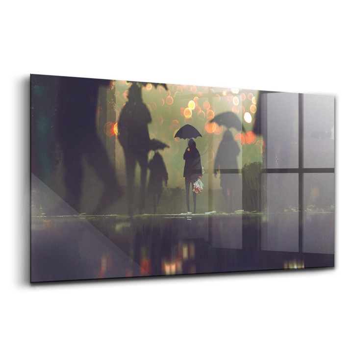 Festmény, Wallfluent, Üveg, Emberek Árnyékkal, Fekete, 120x60 cm